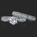 1.00 ctw. Tapered Millegrain 6 Prong Tiffany Diamond Engagement Ring Set - Laying Flat