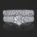 1.08 ctw. 3 Column Micro Pave 6 Prong Diamond Engagement Ring Set - Combined
