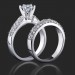 1.08 ctw. 3 Column Micro Pave 6 Prong Diamond Engagement Ring Set