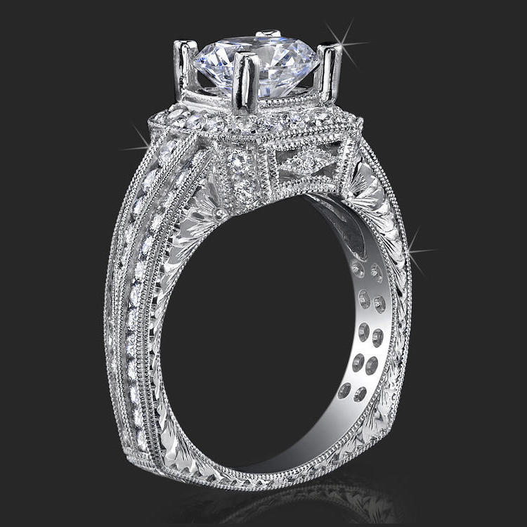 1.32 ctw. Ring of Art Diamond and Engraved Engagement Ring