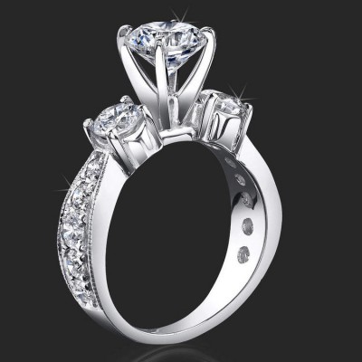 1.45 ctw. 14 Stone Tiffany Style 4 Prong Diamond Engagement Ring - bbr443