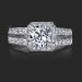 1.65 ctw. Baguette and Round Halo Style Diamond Engagement Ring - Top View