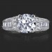 1.83 ctw. 4 Prong Princess and Round Millegrain Engagement Ring - Top View