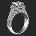 1.83 ctw. 4 Prong Princess and Round Millegrain Engagement Ring Setting