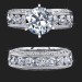 4.20 ctw. Round Diamond Millegrain Engraved 6 Prong Diamond Engagement Ring Set - Laying Flat