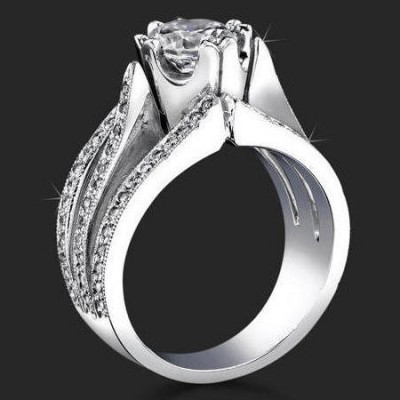 .58 ctw. Double Split Shank Micro Pave Diamond Engagement Ring - bbr239