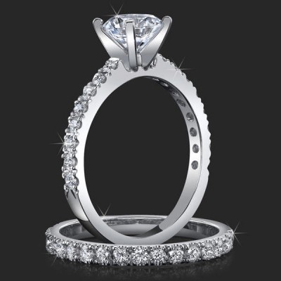 .65 ctw. Elegant Pave Set 4 Prong Engagement Ring Set - bbr465