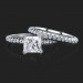 .74 ctw. Petite Channel Curved Set Princess Engagement Ring Set – Laying Down