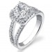 .75 ctw. 62 diamond Halo and Split Shank Pave Set Engagement Ring Right Angle