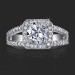 .75 ctw. 62 diamond Halo and Split Shank Pave Set Engagement Ring Top View