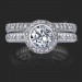 .94 ctw. Halo Bezel Millegrain Diamond Engagement Ring Set - Combined