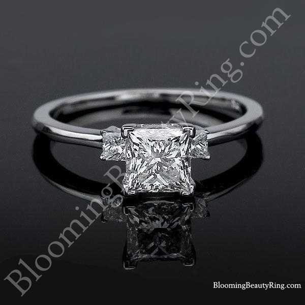 Elegant 3 Stone Princess Diamond Engagement Ring