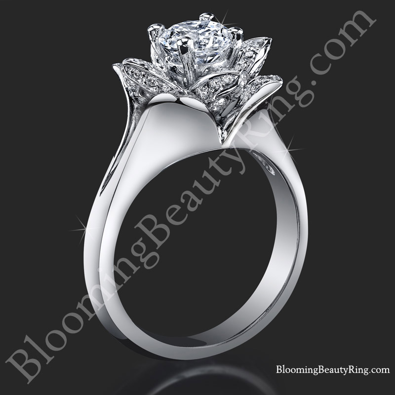 Lotus Ring 8 Petal .58 ct. Diamond Clean Split Shank Flower Ring BBR588-1