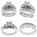 2.0 ctw. Channel Set 4 Prong Princess Diamond Engagement Ring Set All Four Angles