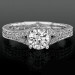 Artistic Hand Carved Design Split Shank Diamond Engagement Ring Laying Down