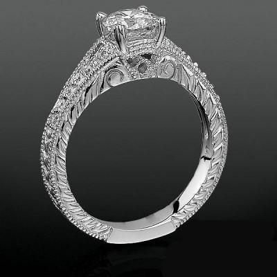 Artistic Hand Carved Design Split Shank Diamond Engagement Ring bbrnw3533