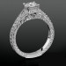 Artistic Hand Carved Design Split Shank Diamond Engagement Ring