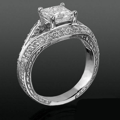 Diamond Paved Artistically Designed Split Shank Engagement Ring bbrnw44012