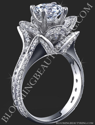 Flower Platinum Engagement Ring