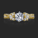 6 Prong Multi Shaped Graduated Diamond Pave Engagement Ring Laying Down