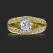 A Full Split Shank Slightly Soft Cornered Diamond Engagement Ring Laying Down