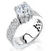 Enhanced Tiffany Style High Mount Pave Diamond Engagement Ring Angled