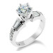 Tiffany Style Channel Set Baguette and Pave Mounted Round Beveled Diamond Engagement Ring - Turned