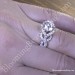 6 Prong Beautiful Crossover Pave Set Designer Engagement Ring On the Finger