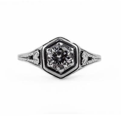 012bbr | Antique Filigree Ring | for a .42ct. to .52ct. round stone | Organic Natural Look