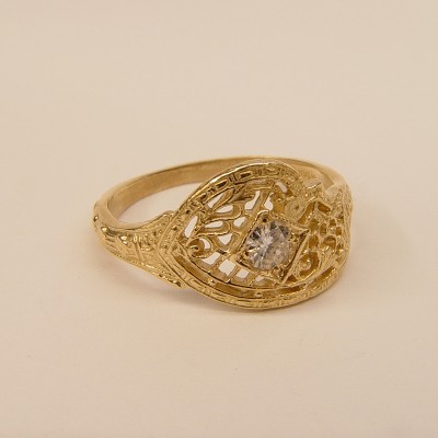 080fbbr | Pre-Set Antique Filigree Ring | .23ct. round diamond | Intricate Paisley