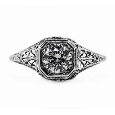 093bbr | Antique Filigree Ring | for a .75ct to .85ct round stone | Mantis