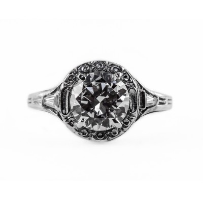 104bbr | Antique Filigree Ring | for a 2.0ct. to 2.10ct. round stone | Romantic Setting