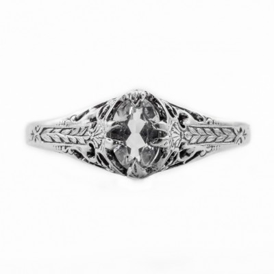 ov008bbr | Antique Filigree Ring | for a .38ct. to .48ct. oval stone | Hip Ring