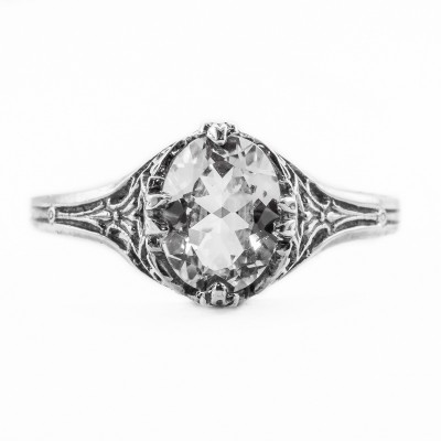 ov009bbr | Antique Filigree Ring | for a 1.15ct. to 1.25ct. oval stone | Simple and Dainty