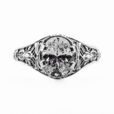 ov015bbr | Antique Filigree Ring | for a 1.95ct. to 2.05ct. oval stone | Bow and Serpentine