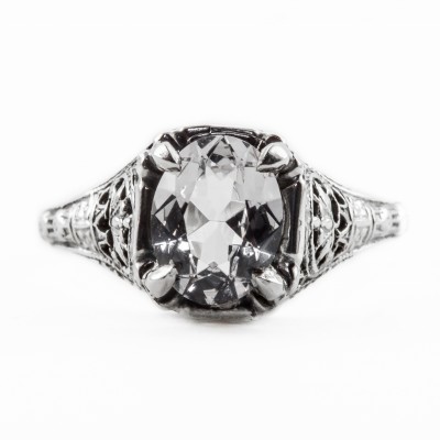 ov043bbr | Antique Filigree Ring | for a 1.8ct. to 1.9ct. oval stone | Baroque-esque