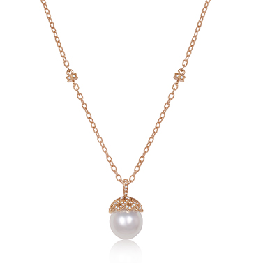 20K Rose Gold South Sea Pearl Necklace with Diamonds by Jacqueline