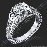 Unique Rope Shank Engagement Ring with Diamond Accents