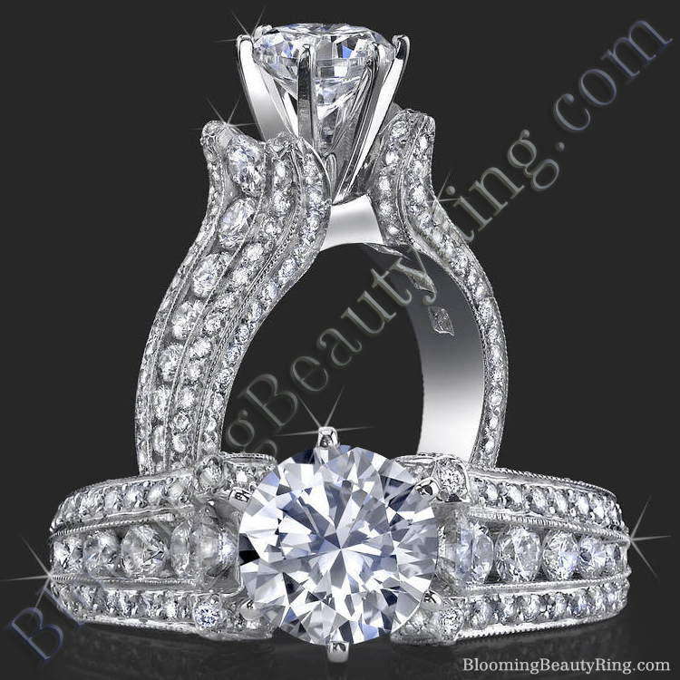 5 Sided 10 Column Diamond Engagement Ring - bbr455