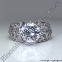 Artisan Etched Trinity Diamond Shank Engagement Ring 1
