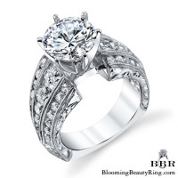 Artisan Etched Trinity Diamond Shank Engagement Ring 5