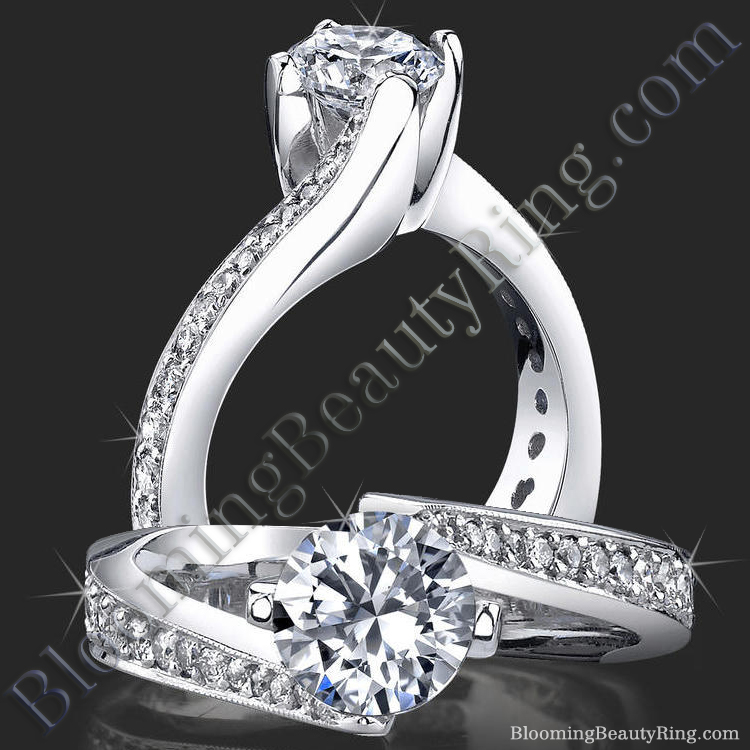 European Round Spiral Style Band With a Curved Twist Engagement Ring - bbr447