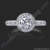 Halo Ring with Bezel Set Diamond Head and Pave Design