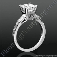 Round Pave and Channel Set Baguette Diamond Engagement Ring