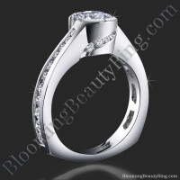 Spiral Wrap Deep Set Pave and Bezel Round Diamond Engagement Ring