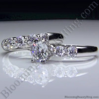 Tiffany Style 9 Large Stone Diamond Engagement Ring Set -3
