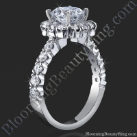 Fully Bloomed Flower Halo Tension Bezel Ring with Very Large Diamonds
