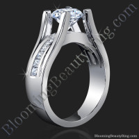 Wide Band Floating Diamond with Invisible Channel Set Princess Cut Diamonds