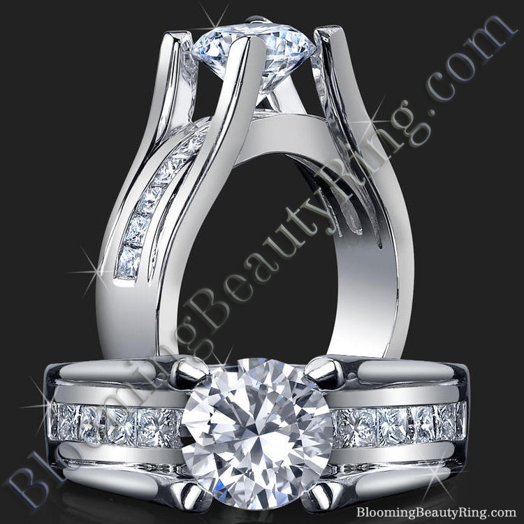 .68 ctw. Floating Diamond Style Princess Channel Set Engagement Ring - bbr159