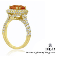 18k Yellow Gold 5.55 ctw. Mandarin Garnet Diamond Ring